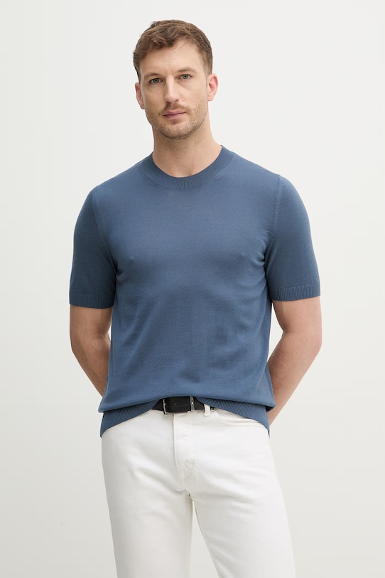 BOSS t-shirt wełniany H-Umauro regular niebieski 50560476