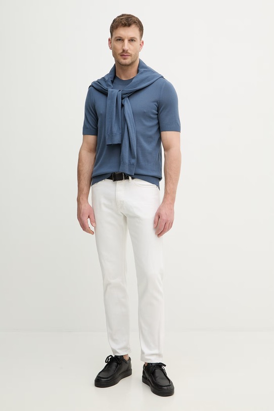 BOSS t-shirt wełniany H-Umauro 50560476 niebieski SS26