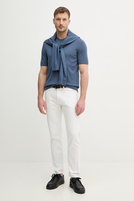 BOSS t-shirt wełniany H-Umauro 50560476 niebieski SS26