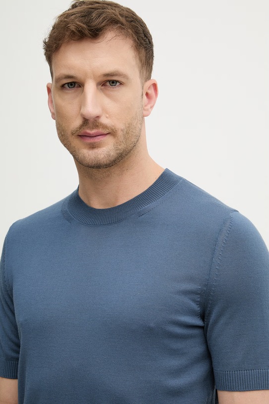 BOSS t-shirt wełniany H-Umauro niebieski 50560476