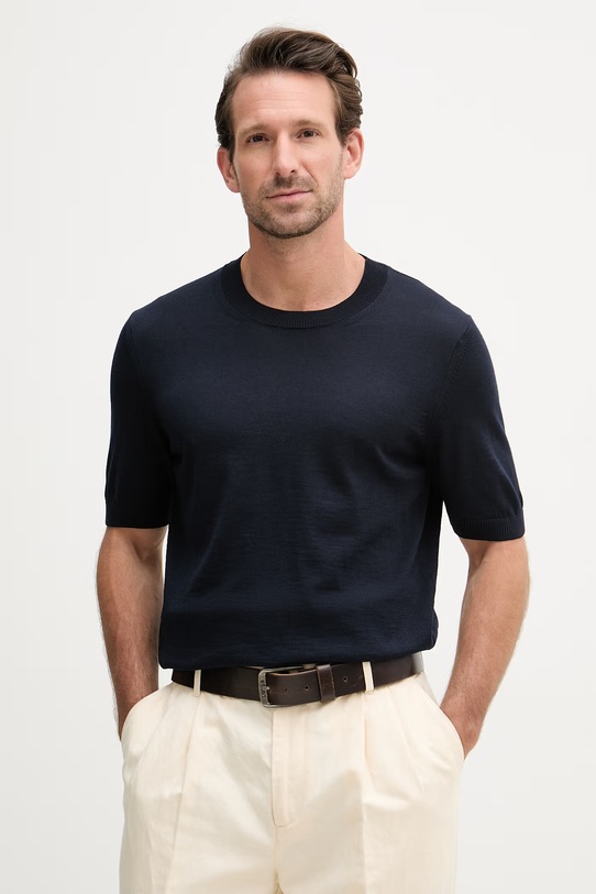 BOSS футболка чоловіча вовняна H-Umauro regular темно-синій 50560476