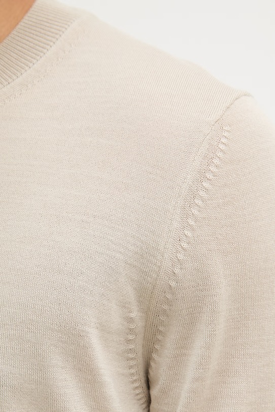 BOSS t-shirt męski wełniany H-Umauro 50560476 beżowy