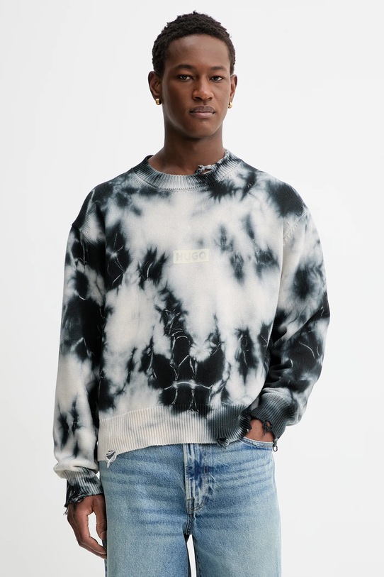 Hugo Blue sweter Sestroy wzorzyste czarny 50553584