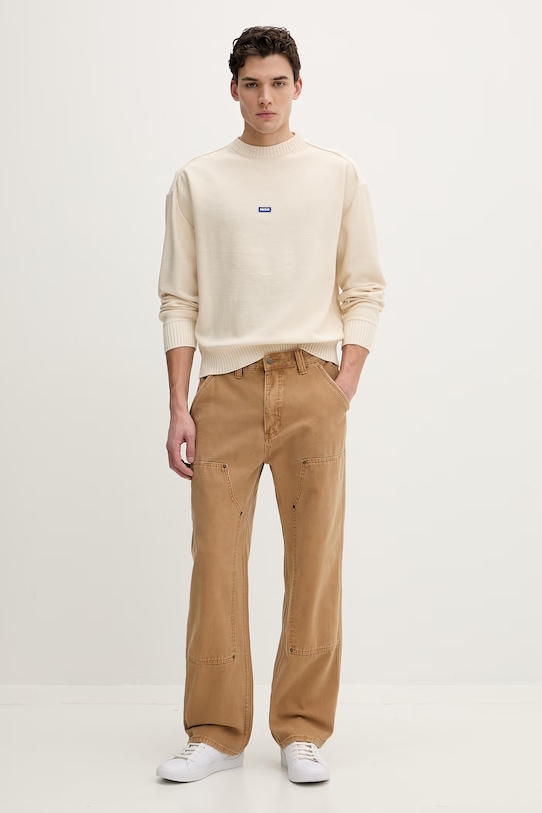 Hugo Blue sweter bawełniany San Casey-C1 50553601 beżowy SS26