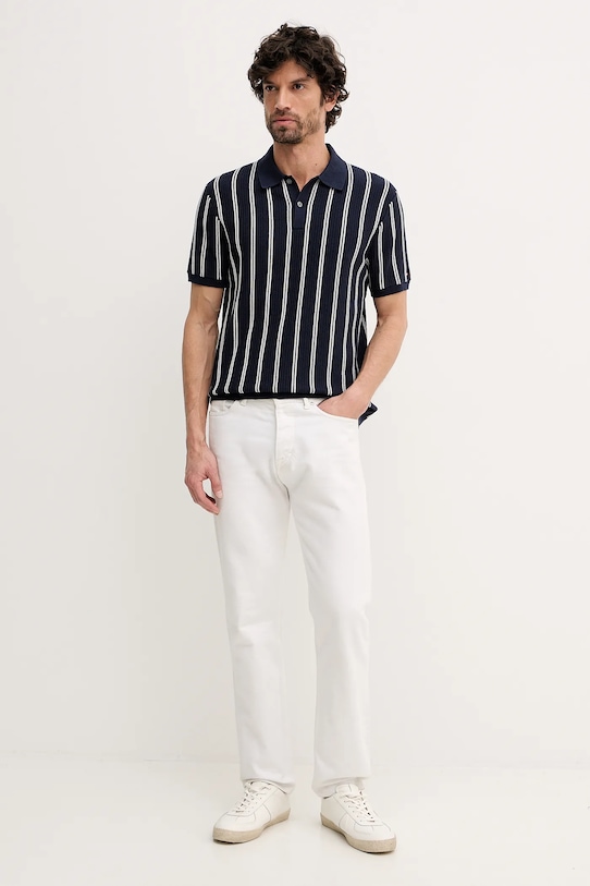 Tommy Hilfiger polo bawełniane MW0MW41949 granatowy SS26