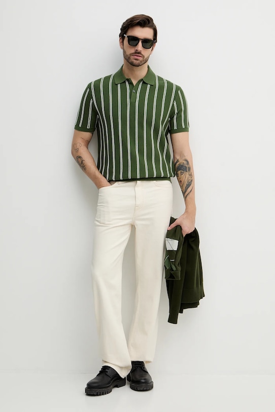 Tommy Hilfiger polo bawełniane MW0MW41949 zielony SS26