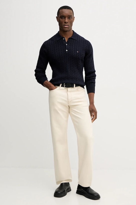 Bavlněný svetr Tommy Hilfiger MW0MW41955 námořnická modř SS26