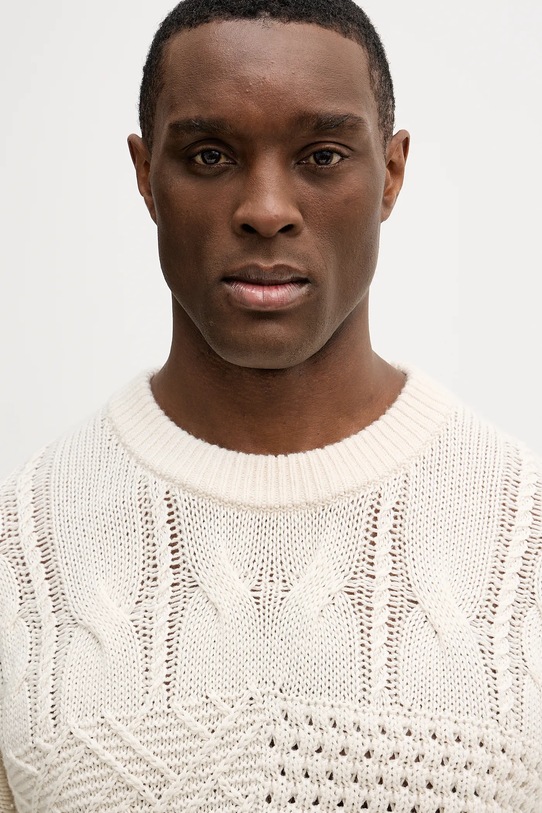 Tommy Hilfiger sweter z dodatkiem wełny beżowy MW0MW42584