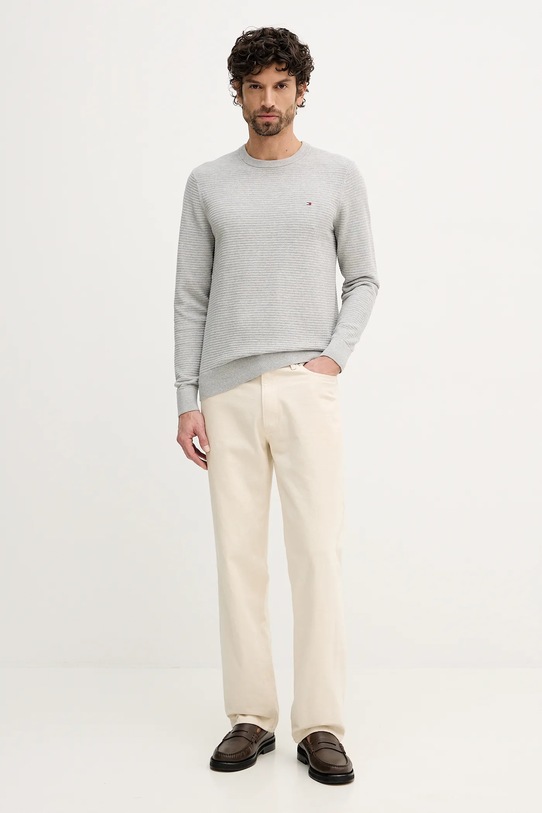 Tommy Hilfiger sweter bawełniany MW0MW41643 szary SS26