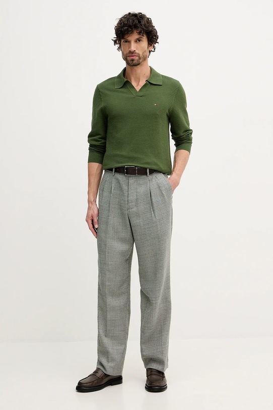 Tommy Hilfiger sweter bawełniany MW0MW41644 zielony SS26