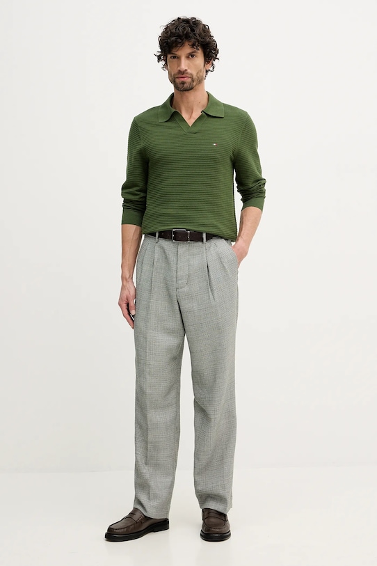 Tommy Hilfiger sweter bawełniany MW0MW41644 zielony SS26