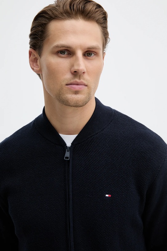 Bombažna jopica Tommy Hilfiger mornarsko modra MW0MW41543