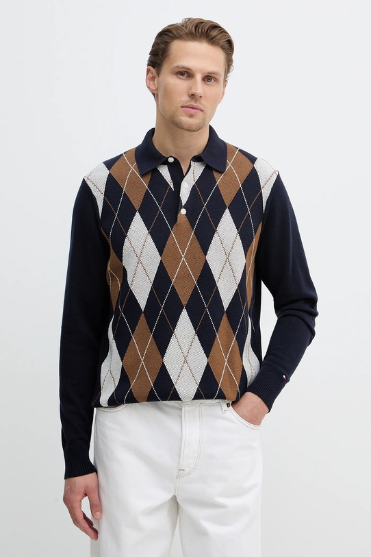 Bombažen pulover Tommy Hilfiger Tanka mornarsko modra MW0MW42614