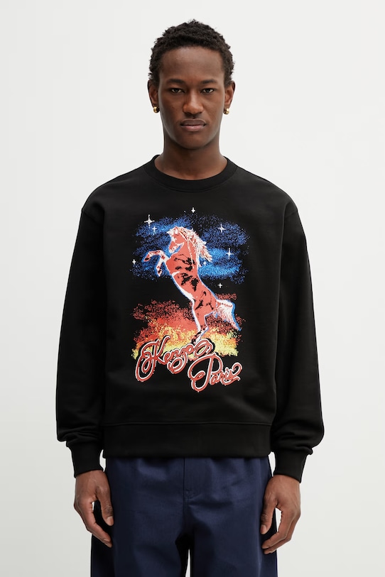 Kenzo bluza bawełniana nadruk czarny FG55SW2004MF