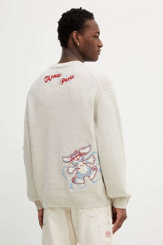 Odzież Kenzo sweter wełniany FG55PU7723DD beżowy