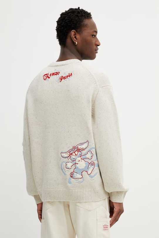 Odzież Kenzo sweter wełniany FG55PU7723DD beżowy