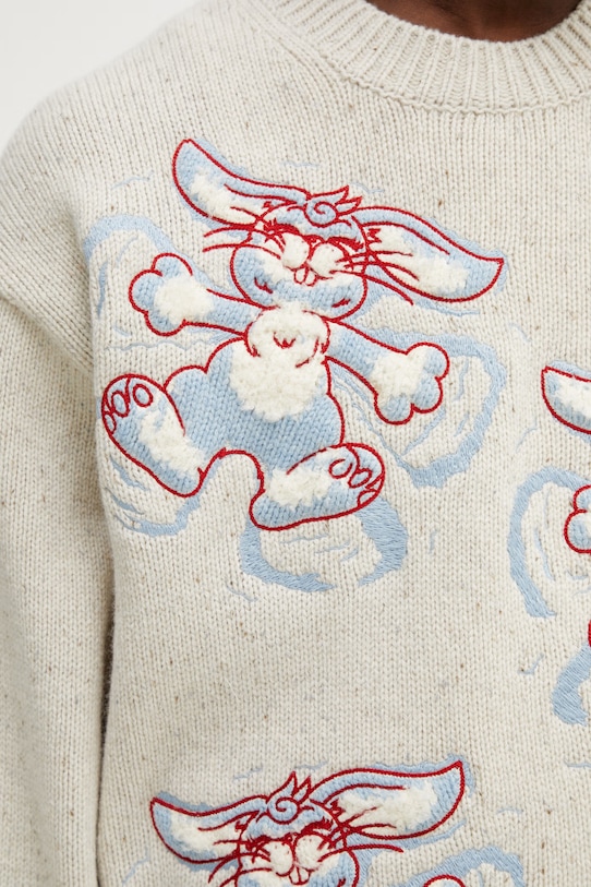 Kenzo sweter wełniany FG55PU7723DD beżowy