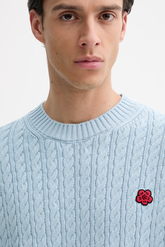 Kenzo sweter z dodatkiem wełny niebieski FG55PU7703LK