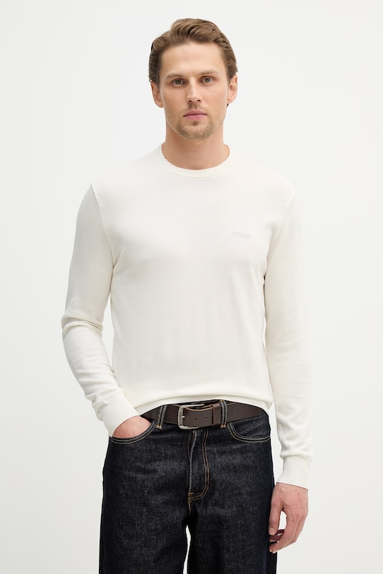 Guess sweter bawełniany KALIL bawełna beżowy M6RR17.Z4451