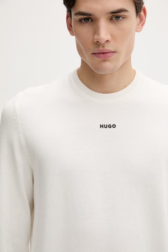 HUGO sweter bawełniany San Cassius-C2 beżowy 50553588