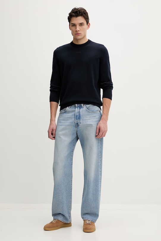 HUGO sweter bawełniany San Cassius-C2 bawełna granatowy 50553588