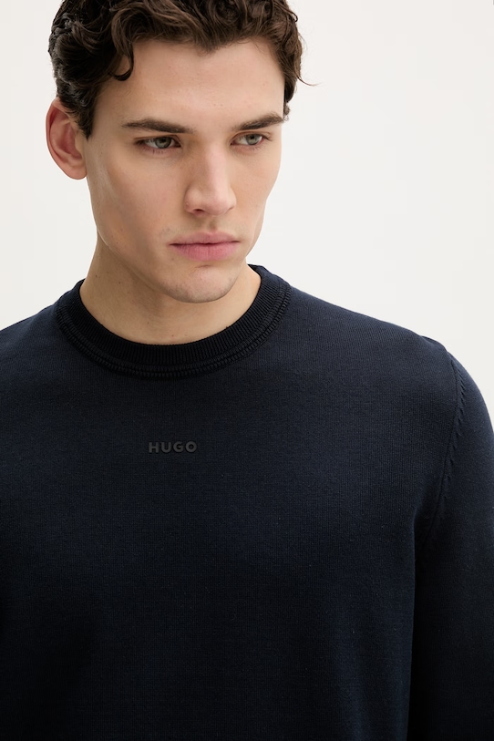 Pamučni pulover HUGO San Cassius-C2 mornarsko plava 50553588
