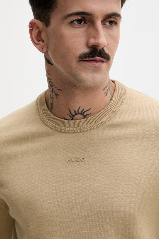 Bavlnený sveter HUGO San Cassius-C2 béžová 50553588