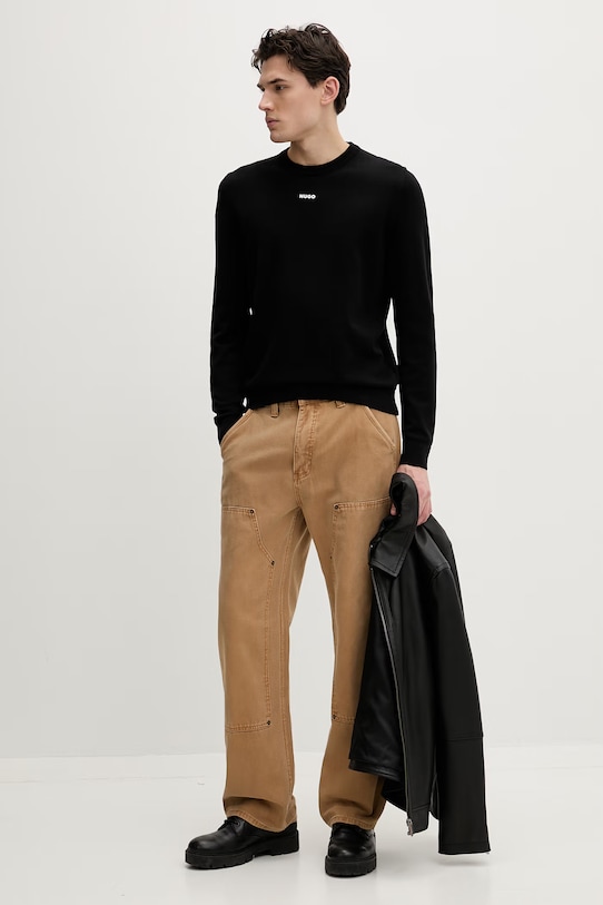 HUGO sweter bawełniany San Cassius-C2 50553588 czarny SS26