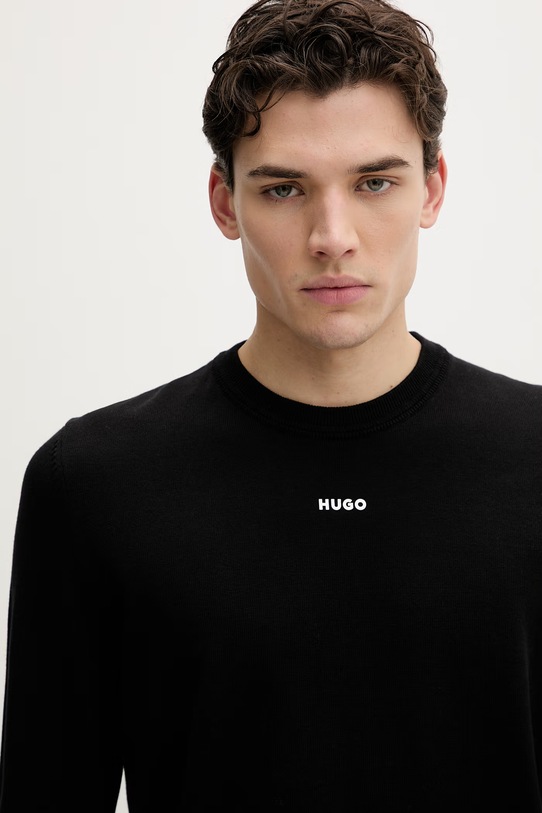 HUGO sweter bawełniany San Cassius-C2 czarny 50553588