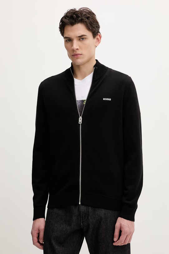 HUGO kardigan bawełniany San Jacomo-C bawełna czarny 50553606