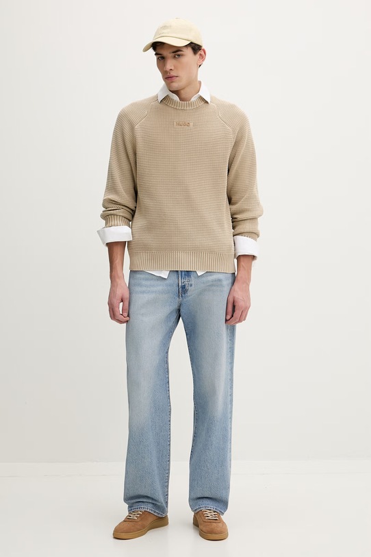 HUGO sweter bawełniany Swayne 50553609 beżowy SS26