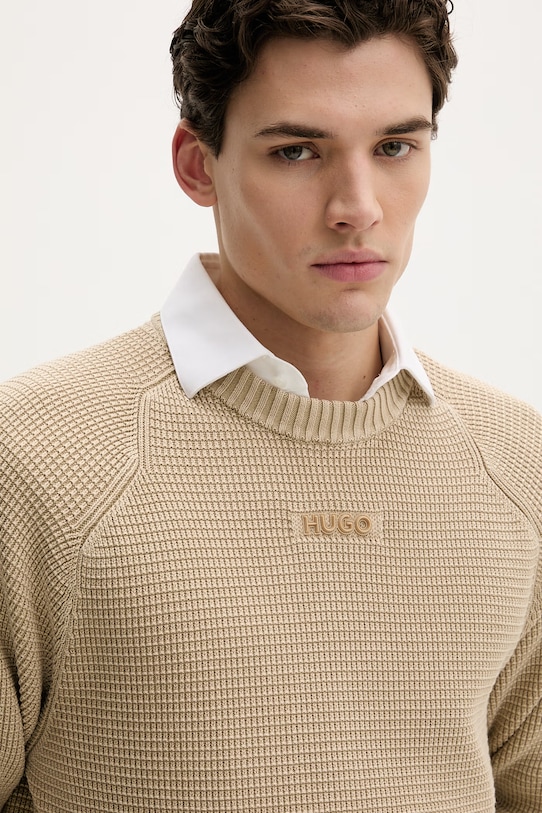 HUGO sweter bawełniany Swayne beżowy 50553609