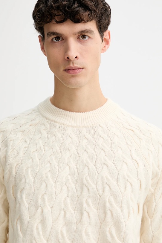 Calvin Klein sweter z dodatkiem wełny beżowy LV04LE304G