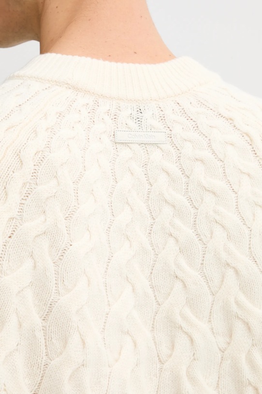 Calvin Klein sweter z dodatkiem wełny LV04LE304G beżowy