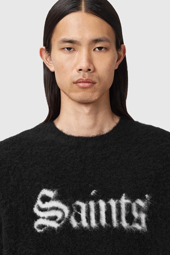 AllSaints sweter z dodatkiem wełny czarny M053KD