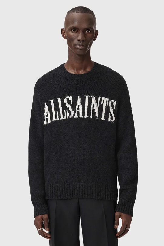 AllSaints sweter z dodatkiem alpaki M044KD czarny