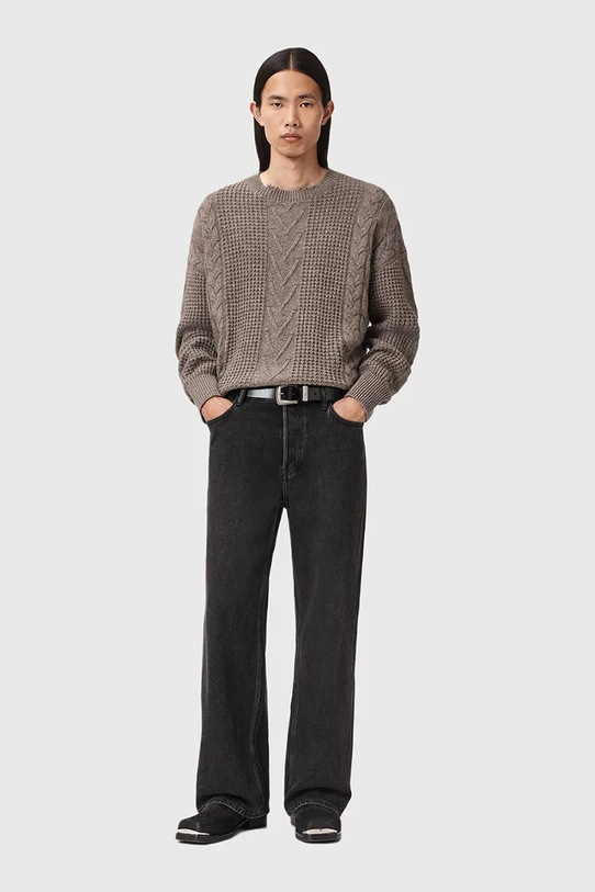 AllSaints sweter z dodatkiem wełny M031KD beżowy