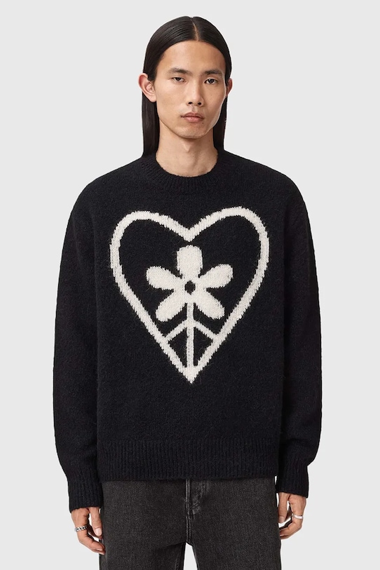 AllSaints sweter z dodatkiem wełny M042KD czarny