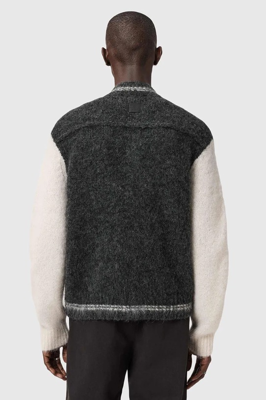 Kardigan s příměsí vlny z alpaky AllSaints M032KD šedá SS26