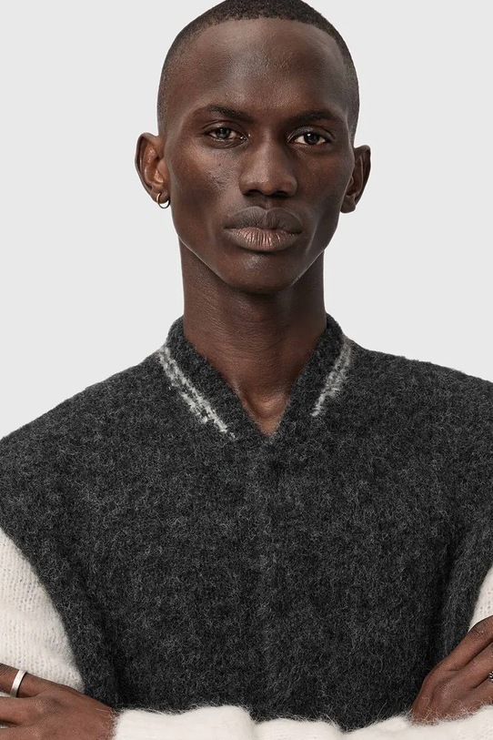 Kardigan s příměsí vlny z alpaky AllSaints šedá M032KD