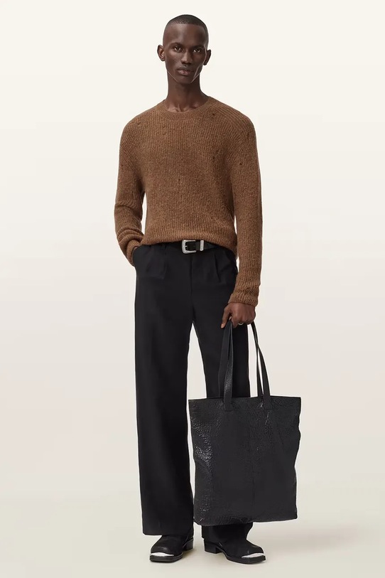 AllSaints sweter z dodatkiem wełny M028KD brązowy
