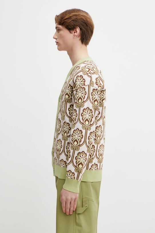 Drôle de Monsieur kardigan bawełniany Cardigan Tapisserie Florale J.CA175.CO147.LPI zielony SS26