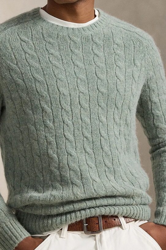 Svetr s příměsí vlny Polo Ralph Lauren zelená 710979095