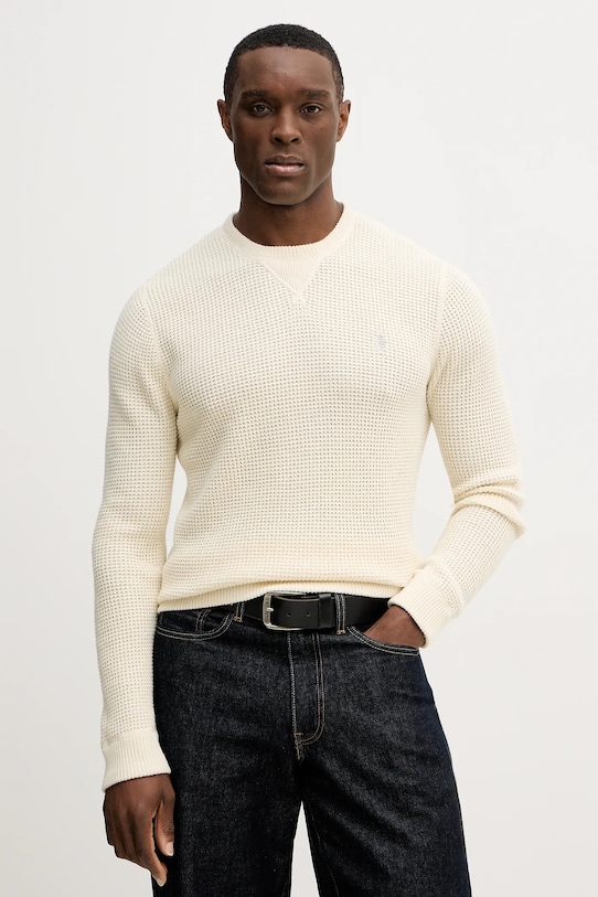 Polo Ralph Lauren sweter z dodatkiem wełny okrągły beżowy 710P04307