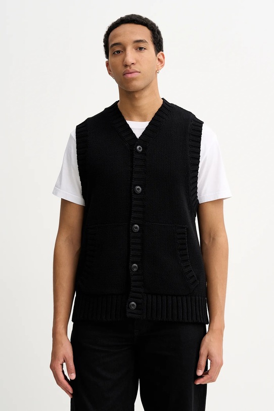 G-Star gilè in cotone scollo a V nero D27224.D631