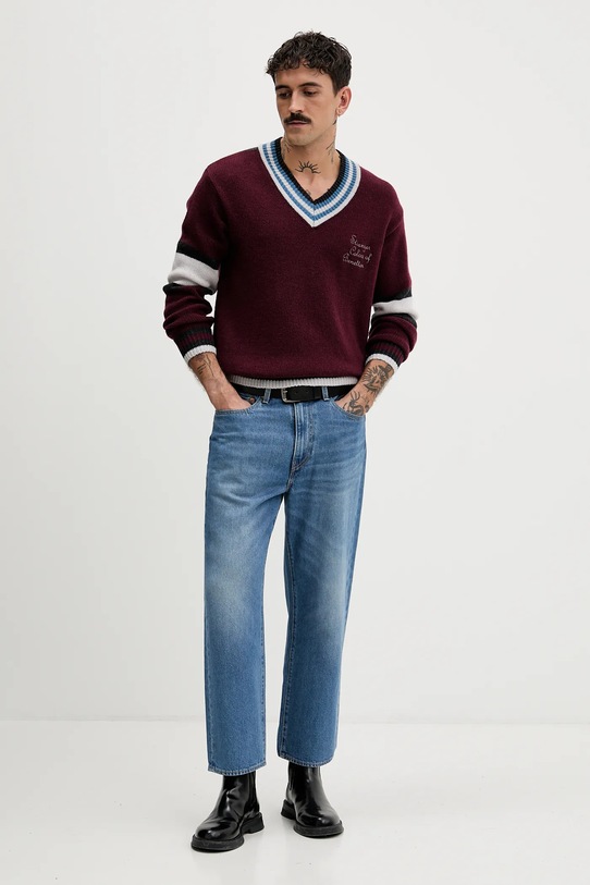 United Colors of Benetton sweter z dodatkiem wełny x Stranger Things 1XDGK401F bordowy SS26