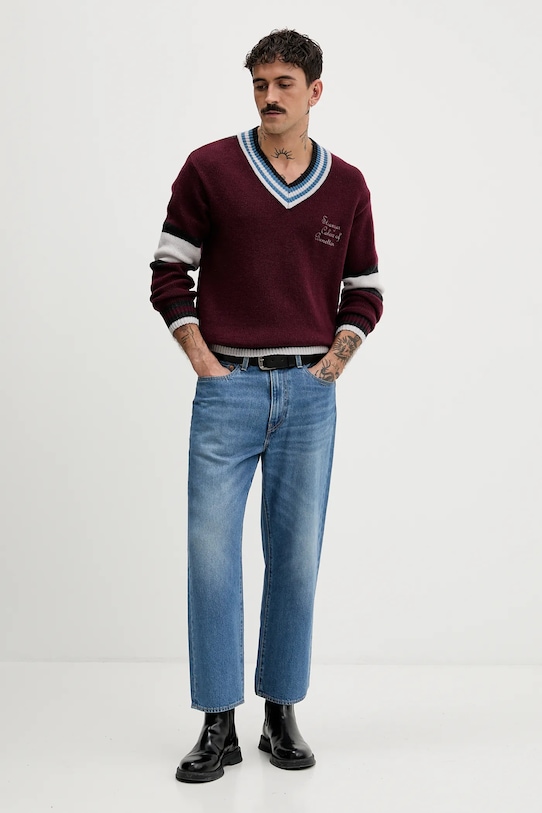 United Colors of Benetton sweter z dodatkiem wełny x Stranger Things 1XDGK401F bordowy SS26