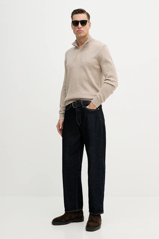 Hackett London sweter z domieszką kaszmiru HM7000130 beżowy SS26