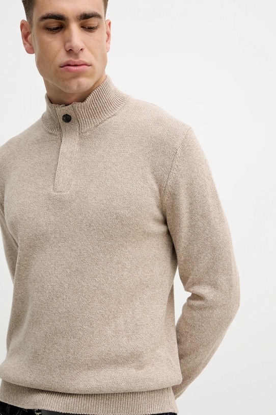 Hackett London sweter z domieszką kaszmiru beżowy HM7000130