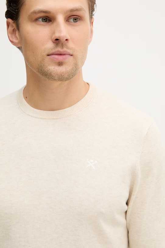 Hackett London sweter z dodatkiem jedwabiu beżowy HM7000114